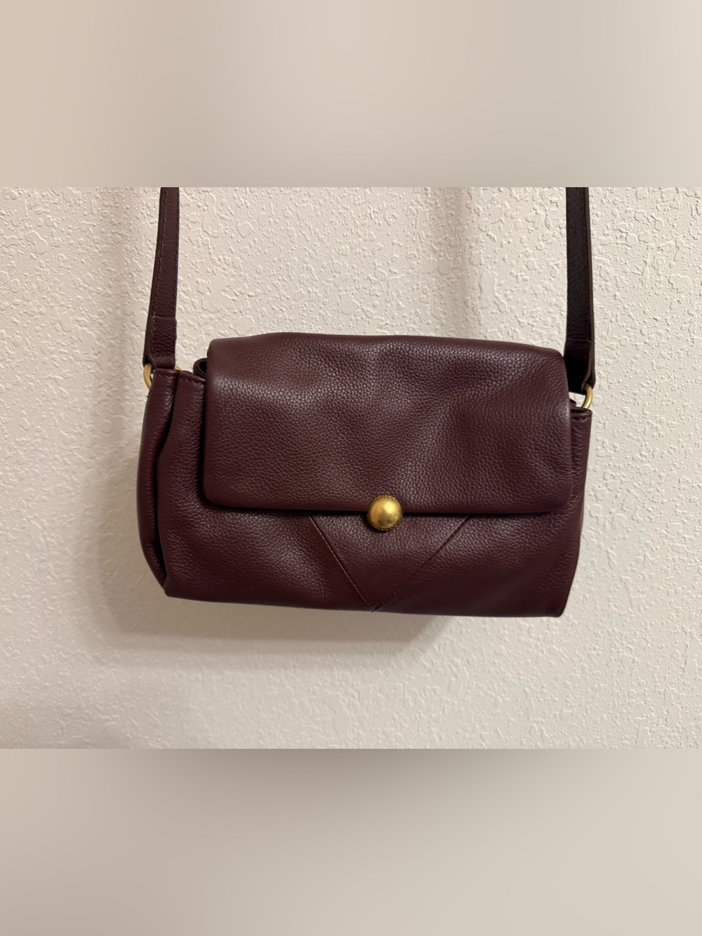 Vince Camuto Pebbled Leather Crossbody in Burgundy